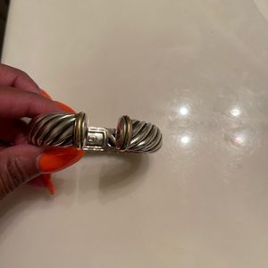 Sculpted Cable Cuff Bracelet with Gold Accent